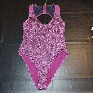 Nike Womens Maroon White Polka Dot One Piece Bathing Swim Suit‎ Open Back Large